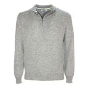 Grå Uld Cashmere Blanding Zip Jumper