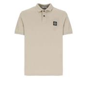 Beige Polo Shirt med Logo Patch