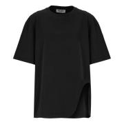 Sort Bomulds T-shirt med Broderet Logo