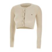 Blød Plys Cardigan Beige Lange Ærmer