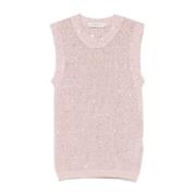 Rose Pink Paillet Crew Neck Sweater