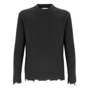 Crewneck Sweater With Wool Breakages