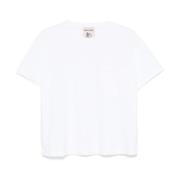 Hvid Broderet Motiv Crew Neck T-shirt