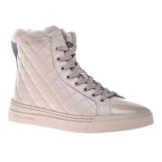 Trainers in vanilla quilted leather and patent leather