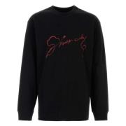 Sort Crewneck Langærmet Trykt T-shirt