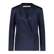 Satin Blazer Lige Snit En Knap