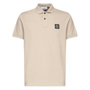 Beige Polo Shirt med Logo Patch