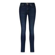 High-Waist Skinny Jeans med Stickdetails