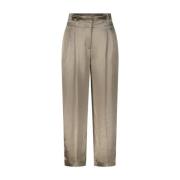 Satin High-Waist Wide-Leg Trousers