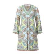 Paisley Midi Kjole med Perle V-Hals