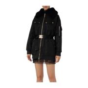 Aviator Puffer Jakke i Sort Satin