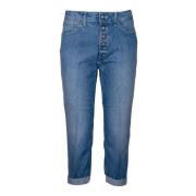 Løstsiddende Denim Jeans med Juvelknapdetalje