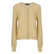 Paillet Beige Cardigan Rund Hals Sweater