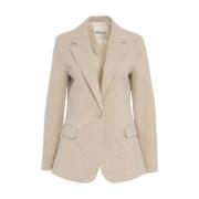 Beige Enkeltknap Blazer Chic Stil