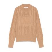 Kamelbrun Intarsia-Strik Logo Sweater