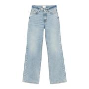 Jeans med frontknap lynlås fem-lomme design