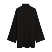 Sort Oversize Turtleneck Uld-Bluse