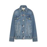 Oversized denim jakke med droppede skuldre