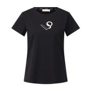 T-shirt med logo-print og glamour