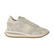 Beige Denim Sneaker med Metaldetaljer