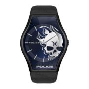 Sort læder Skull Watch Quartz Analog