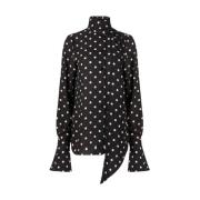 Polka Dot Crepe de Chine Skjorte