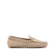 Beige Ruskind Slip-On Flade Sko