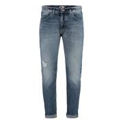 Distressed Icon Jeans med Graveret Logo