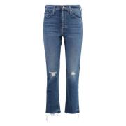 Cropped Skinny Jeans med Metal Detaljer