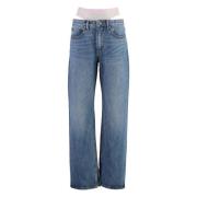 Straight-leg jeans med baglogoetiket