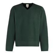 Ribbet Uld V-hals Sweater