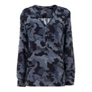 Camo Print Bluse til Kvinder