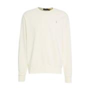 Beige Sweater med Broderet Logo