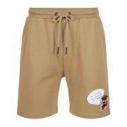 Slim fit mudder bomuld fleece Bermuda shorts med Taz broderi