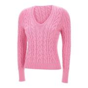 Cyclamen Pink V-Neck Sweater