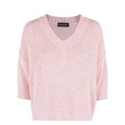 V-hals Sweater i Fin Strik