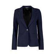 Blå Jersey Blazer med Rever Krave