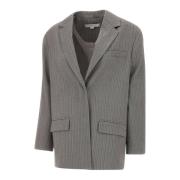 Herringbone Blazer Grå Stribet Jakke