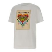 Hvid Bomulds T-shirt med Logo Print