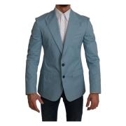 Blå Fantasimønster Slim Fit Blazer