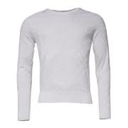 Hvid Silke Crew Neck Pullover Sweater