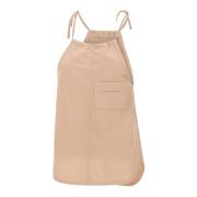 Beige Bomuld Poplin Halter Top