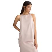 Elegant Pink Satin Top med Bue