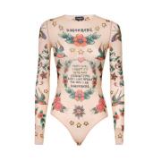 Printet Tulle Bodysuit