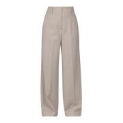 Straight Wool Pants with Pockets