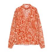 Blomstret Orange Bluse