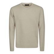 Uld Crewneck Sweater med Ribbed Kanter