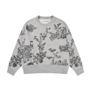 Elegant Grå Sweatshirt med Kunstbroderi