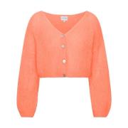 Kort Mohair Cardigan i Brændt Orange