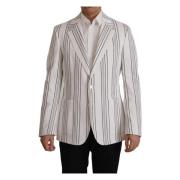 Elegant Stribet Bomuld Blazer